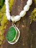 green seaglass pendant on pearls