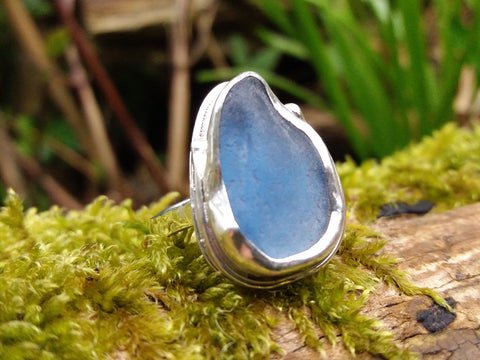 Cornflower Blue Seaglass Ring