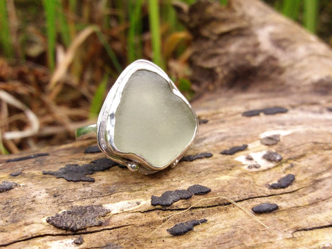 Pale Green Seaglass Ring