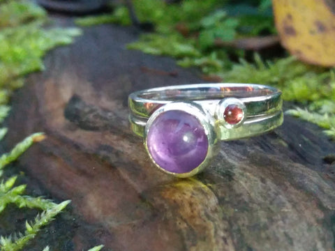 Amethyst and Garnet Stacking Rings