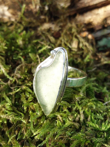Long Pale Green Seaglass Ring
