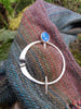 Sterling silver and blue onyx shawl pin Penannular