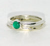 Silver and green agate stacking ring set