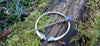 Hammered silver penannular shawl pin with blue onyx and opalite