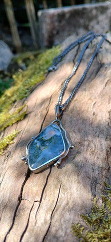 Moss agate Seaweed Pendant 3