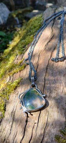 Moss agate Seaweed Pendant 4