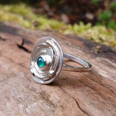 Green agate Seaweed Ring