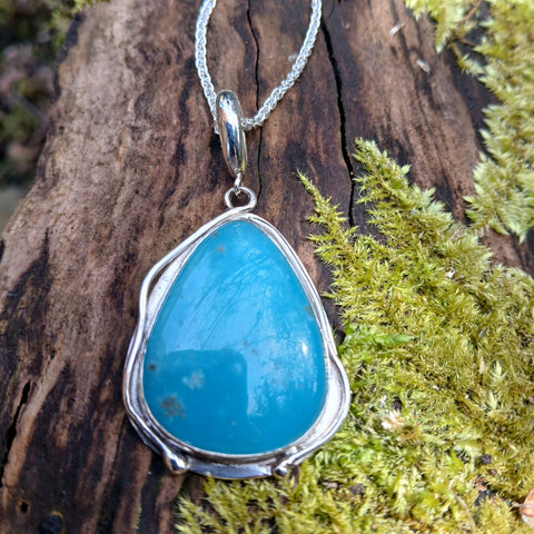 Blue Hemimorphite Pendant with tendrils