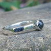 Slim Moss agate stacking ring size L