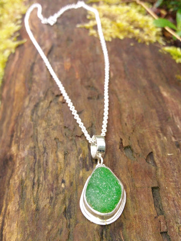 Bright Green Seaglass Pendant