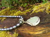 Blue Green seaglass pendant on pearls