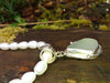 Blue Green seaglass pendant on pearls
