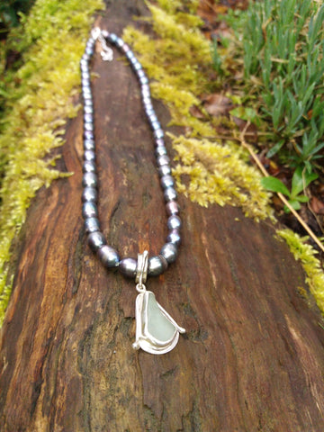 Seafoam Teardrop Seaglass Pendant