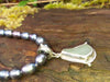 seaglass pendant on pearls