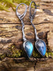Long Blue Flash Labradorite Tendril Earrings