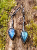 Long Blue Flash Labradorite Tendril Earrings