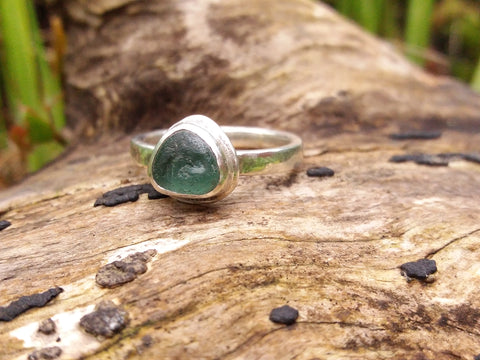 Small Light Green Seaglass Ring