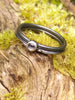 Tiny oxidised silver and moonstone ring set