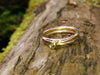 Aquamarine and Wound Tiny Gold wedding rings