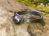 Oxidised Silver Tendril Leaf Ring with Labradorite