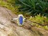 Dark Blue Teardrop Seaglass Ring