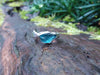 Sterling silver rock textured ring with blue Apatite