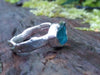 Sterling silver rock textured ring with blue Apatite