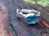 Sterling silver rock textured ring with blue Apatite