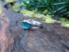 Sterling silver rock textured ring with blue Apatite