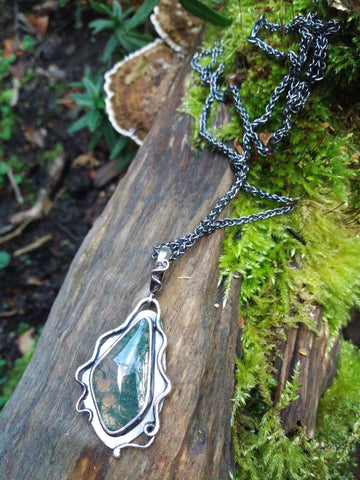 Moss agate Seaweed Pendant