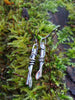 Black sterling silver twisted tendril leaf drop earrings