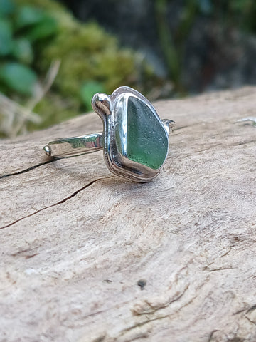 Small Green Seaglass Ring