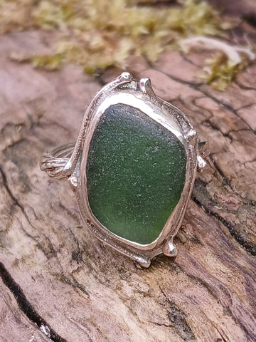 Green Seaglass Ring