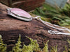 Large silver Rose Quartz leaf pendant