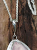Large silver Rose Quartz leaf pendant