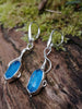Sterling silver and blue lantern flower earrings