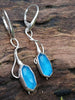 Sterling silver and blue lantern flower earrings