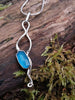 Sterling silver and blue lantern flower pendant