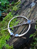 Hammered silver penannular shawl pin with blue onyx and opalite