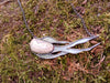 Antiqued sterling silver and crazy lace agate fishy necklace
