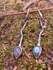 Sterling silver long tendril drop earrings with labradorite buds