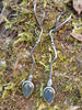 Sterling silver long tendril drop earrings with labradorite buds