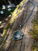 Antiqued sterling silver and moss agate seaweed pendant