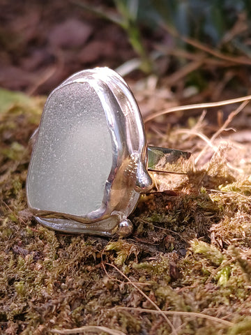 Large Seafoam Seaglass Ring