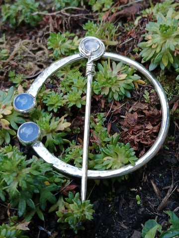 Blue Onyx And Opalite Penannular Shawl Pin