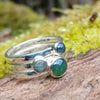 sterling silver 3 ring Moss agate stacking ring set
