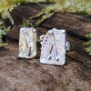 square ish odd melt studs sitting on a mossy log