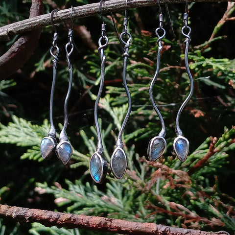 Labradorite Tendril Drop Earrings