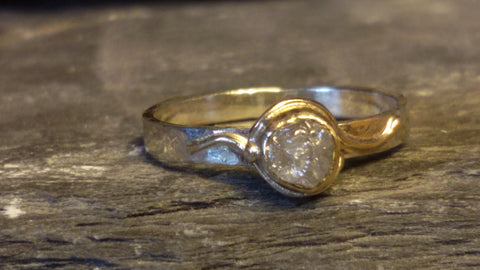 White And Yellow Gold Ornate Rough Diamond Ring