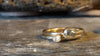 White And Yellow Gold Hammered Halo Ring With Rough Diamond